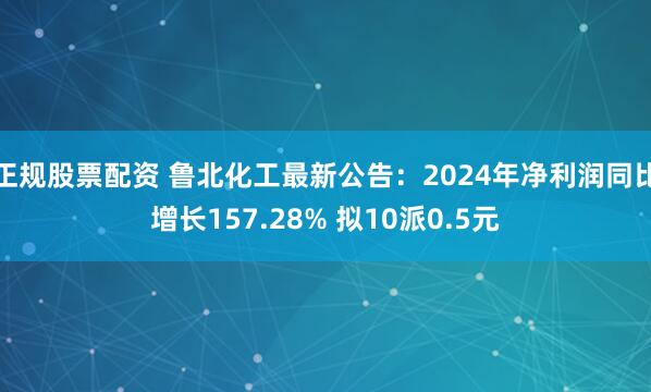 正规股票配资 鲁北化工最新公告：2024年净利润同比增长157.28% 拟10派0.5元