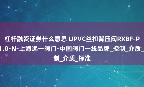 杠杆融资证券什么意思 UPVC丝扣背压阀RXBF-P20/1.0-N-上海远一阀门-中国阀门一线品牌_控制_介质_标准